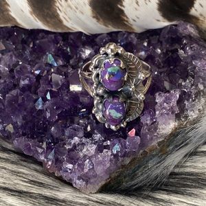 Native American Arizona Copper purple turquoise ring